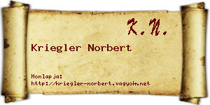 Kriegler Norbert névjegykártya